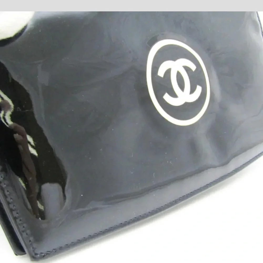 Chanel Black Patent CC Logo Flap Wallet